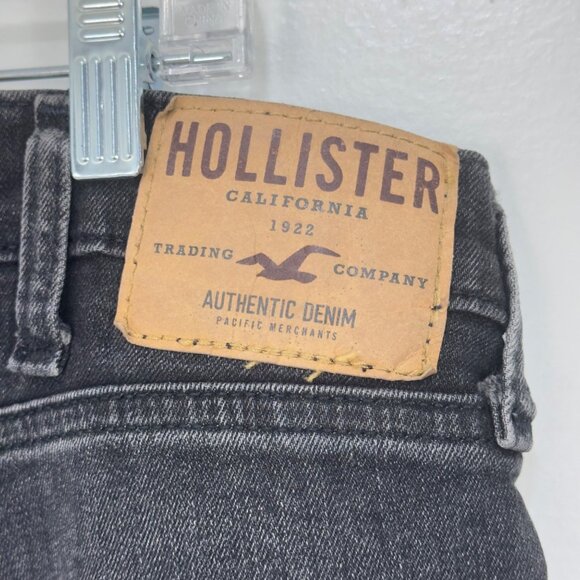 Hollister Mens Skinny Jeans Black Distressed Stretch Denim Size 36x32 Slim Fit - Picture 4 of 12
